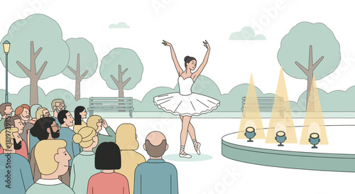 Captivating ballet performance amidst nature's beauty drawing spectators in