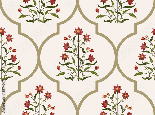 Vector Hand drawn colourful geometric flowers Motifs African boho paisley, seamless patterns with floral for fabric Ethnic Indian Pattern, textiles, clothing, wrapping paper, backdrop, banner.
