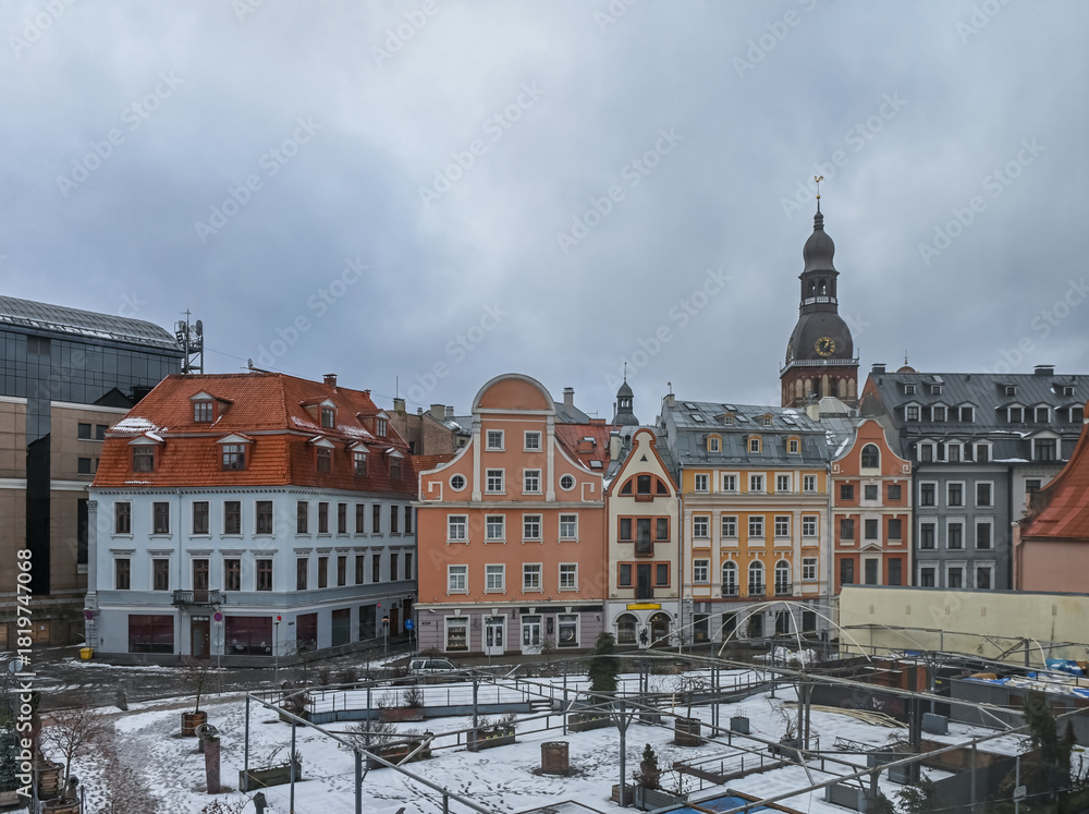 Fototapeta premium Historic Center of Riga, Latvia with St. Peter's Church View