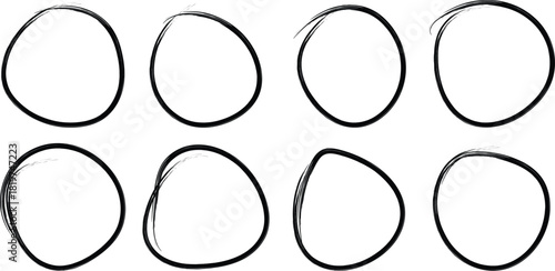 Hand drawn grunge egg shapes in a row for easter decoration