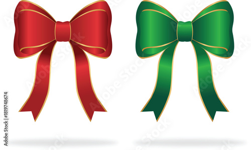 Red and Green Festive Christmas Ribbon Bow Graphic