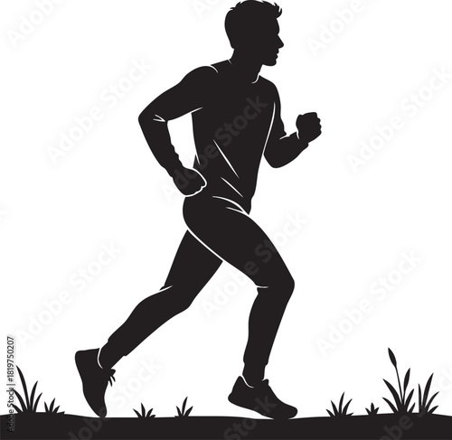 Jogger running outdoors lifestyle silhouette vector