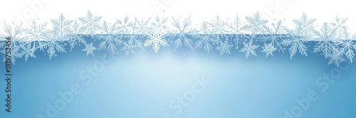Vector Pastel Blue Snowflake Border Banner — Winter Holiday Header with Copy Space