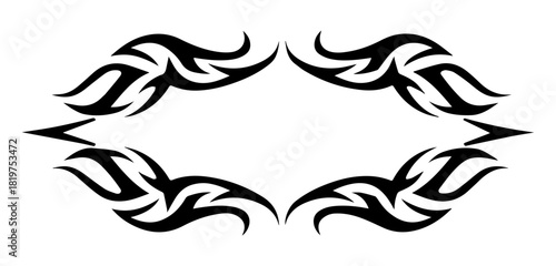 Tribal black frame design featuring sharp, angular shapes for modern decoration or graphic projects