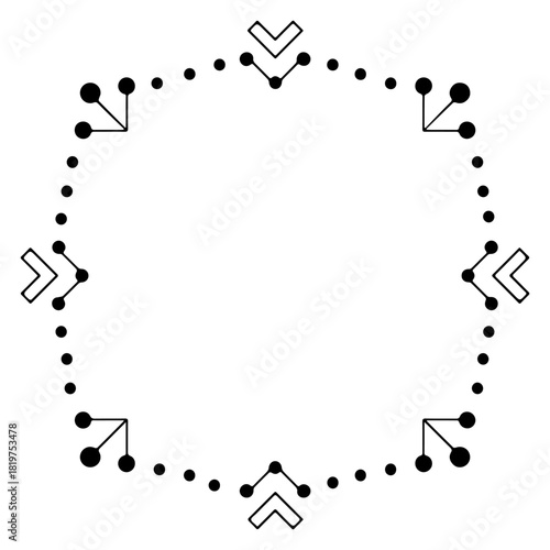 Decorative border design with geometric shapes and dots for creative projects