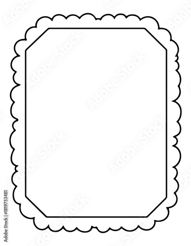 Decorative frame outline with scalloped edges suitable for various creative projects and designs