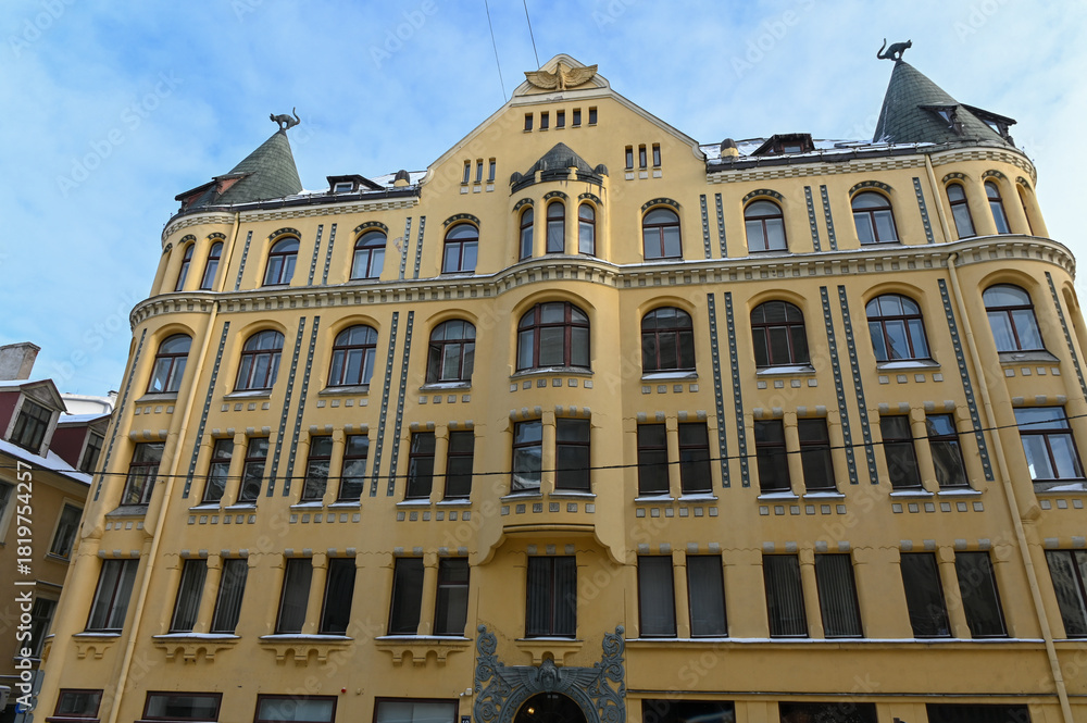 Fototapeta premium The Cat House Kaķu nams in Old Riga, Latvia