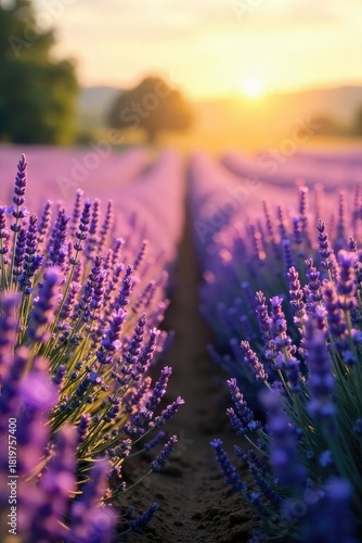 A calming scene of lavender fields bathed in soft sunlight, evoking serenity and spiritual connection Perfect for meditation, yoga, or relaxation imagery , beautiful, ethereal
