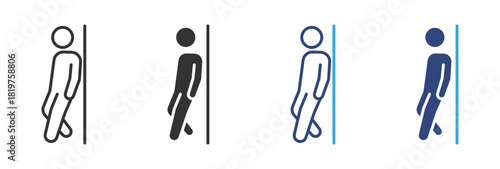 Leaning Pose icon set, Relaxed Standing Position, Casual Body Posture and Human Silhouette concept icon, vector illustration.
