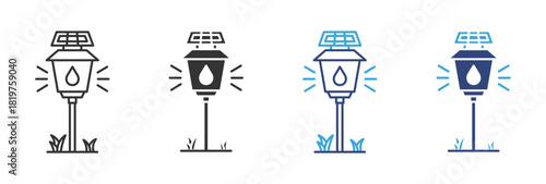 Solar Garden Light icon set, Outdoor Renewable Energy Lamp, Solar-Powered Yard Illumination concept icon, vector illustration.