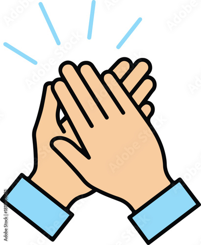 Clapping hands vector illustration symbolizing applause, congratulations, success, and positive feedback. animated graphic design element.