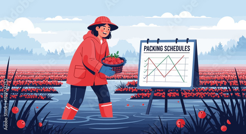 Cranberry harvest planning: A stylized illustration of farm management