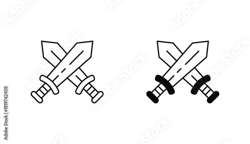 Sword Fight line icon vector stock with white background