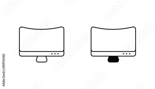 Gaming Monitor line icon vector stock with white background