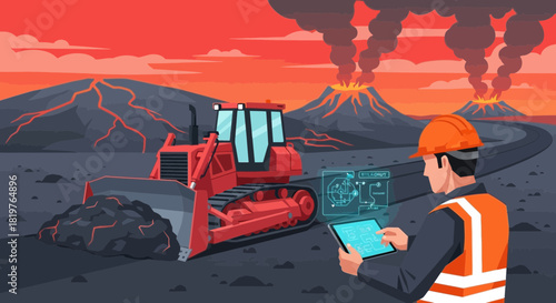 Volcanic landscape engineering with advanced technology and remote oversight