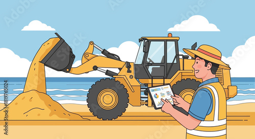 Efficient coastal construction utilizing digital analytics and advanced machinery
