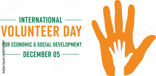 International volunteer day illustration with hands for social development