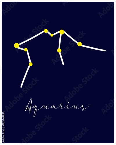 Astrological Aquarius horoscope sign, astronomy constellation. Simple symbol.