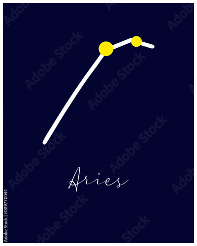 Astrological Aries horoscope sign, astronomy constellation. Simple symbol.