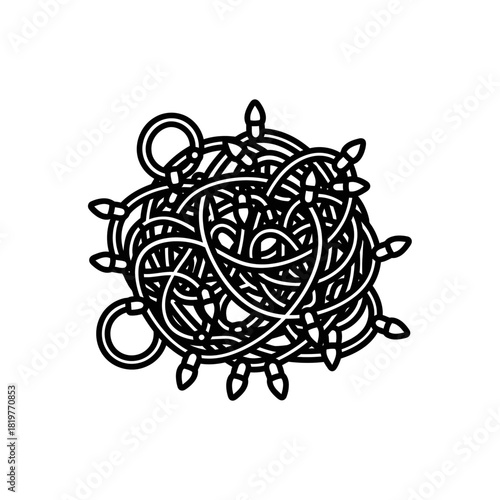 Single icon of tangled Christmas lights in a minimalist style