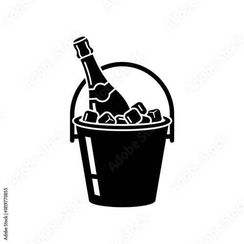 Single icon of a champagne bottle in an ice bucket