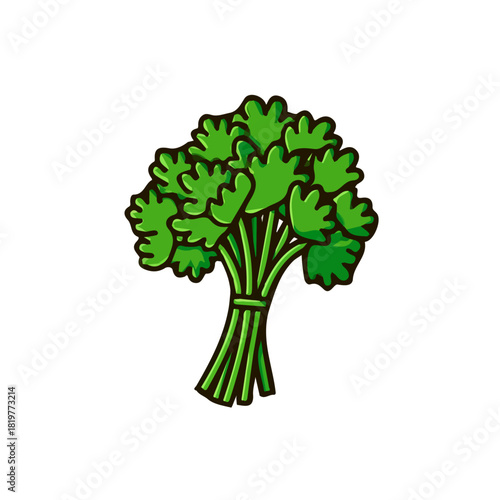 Plant_Simple_flat_2D_icon_parsley_bunch_isolated_on_a_2D flat icon, minimalist design, simple illustration with EPS format design