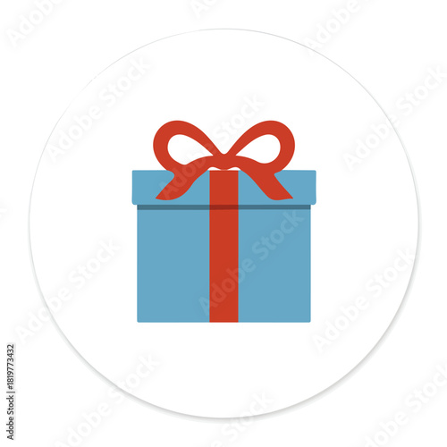 Cute_illustration_flat_2D_icon_round_gift_label_isolated_on_a_white background, flat 2D icon, minimal design, simple illustration with EPS format design, Christmas set