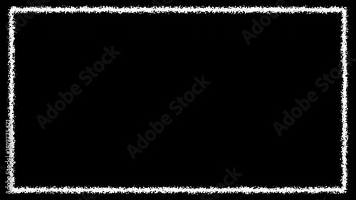 Looping square frame hand-drawn scribble animation in pen-marker doodle style. Rough sketch outline with dynamic wiggly strokes. Transparent alpha channel for overlays, motion graphics, frames