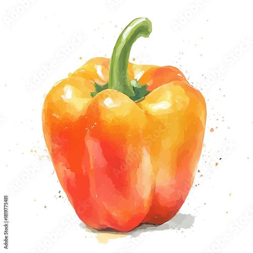 painting_of_fresh_bell_pepper_Hand-painted watercolor style, vector set available in EPS, vectorized