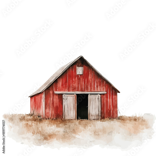 painting_of_hand_painted_barn_on_a_white_Hand-painted watercolor style, vector set available in EPS, vectorized, vegetables set