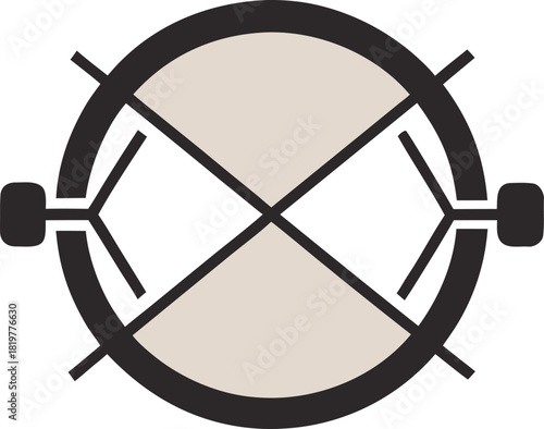 Geometric abstract symbol with intersecting lines and circle