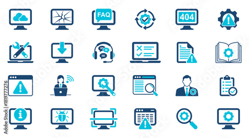 Collection of IT support icons in a modern style
