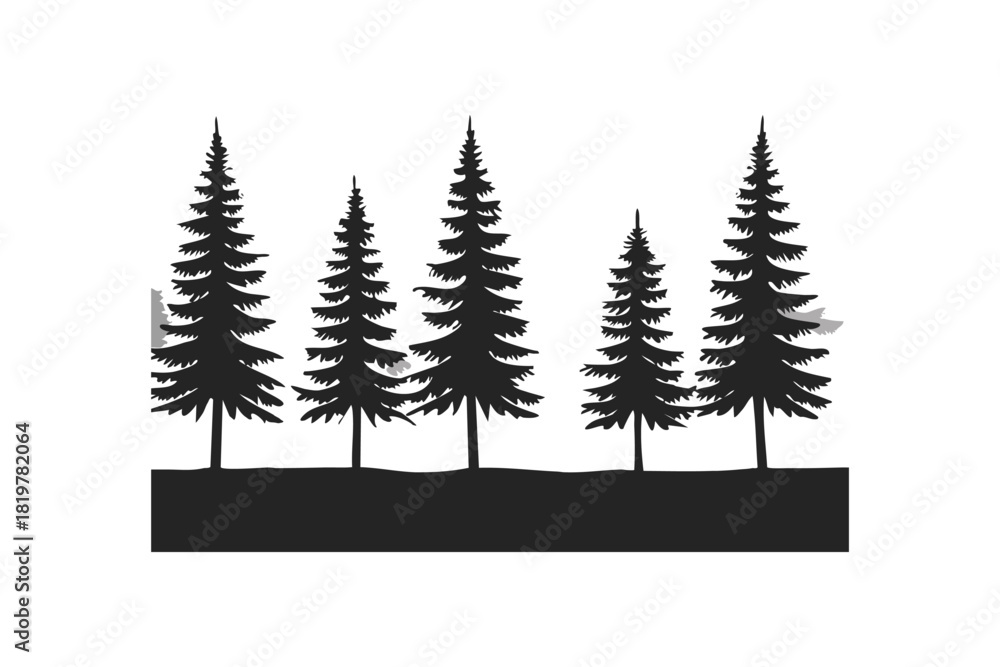 Obraz premium Serene Pine Tree Silhouettes Forest Landscape Wilderness Nature Scene