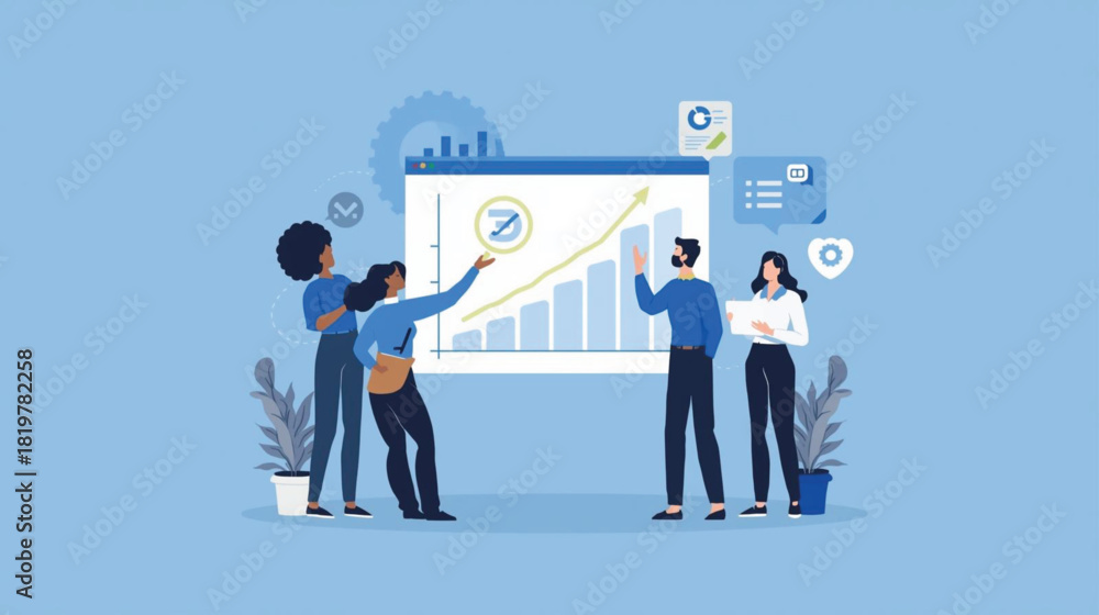 Fototapeta premium Business team analyzing growth chart and data for strategic planning