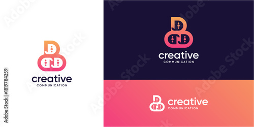 Abstract letter B with three bubble speech logo design inspiration. Talk and chat technology communication concept. Combination vector based icons symbols.