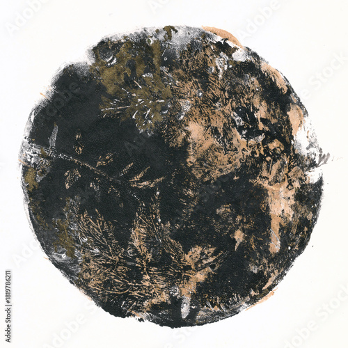 imprints of real leaves on paper, creative abstract grunge background