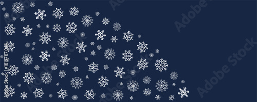 Winter dark background with white snowflakes.Perfect for Christmas or winter holiday cards and creative designs