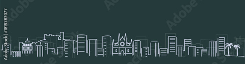 Palma Mallorca Simple Lines Skyline on Dark Background