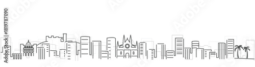 Palma Mallorca Simple Dark Lines Skyline on White Background