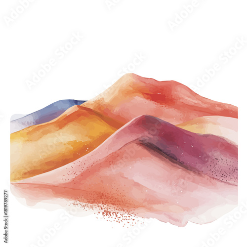 Beautiful hand painted desert painting design set Hand-painted style, vectorized, vector set available in EPS, Simple Hand-painted watercolor style