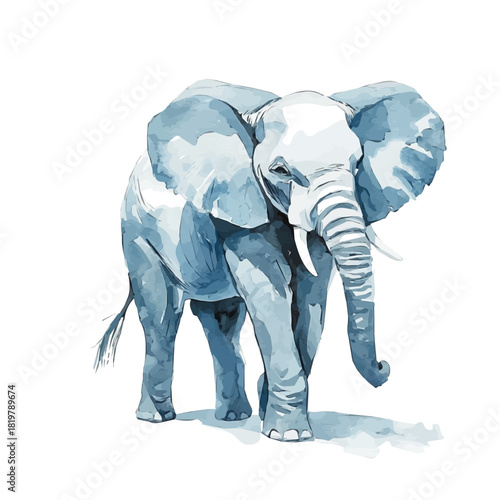 Beautiful elephant painting design set Hand-painted style, vectorized, vector set available in EPS, Simple Hand-painted watercolor style animals