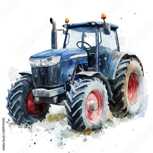Beautiful farm tractor painting design set, Hand-painted style, vectorized, vector set available in EPS, Simple Hand-painted watercolor style