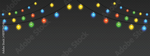 Festive scalloped lights with mixed colors cheerful party lighting framing the scene