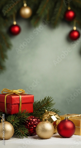 christmas tree and gift box, Christmas background 