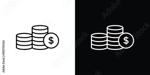 Income icons vector.Editable stroke.linear style sign