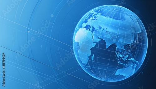 Digital background of a 3D world with a high-tech blue design – a concept of innovation and global connectivity