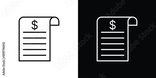 Payment receipt icons vector.Editable stroke.linear style sign