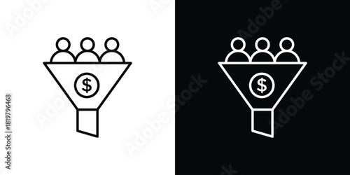 Sales funnel icons vector.Editable stroke.linear style sign