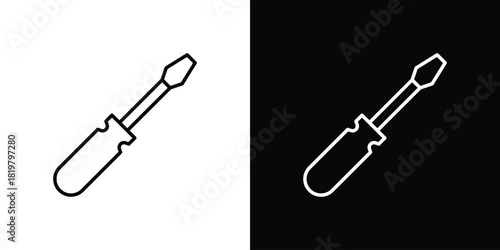 Screwdriver icons vector.Editable stroke.linear style sign
