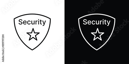 Security badge icons vector.Editable stroke.linear style sign